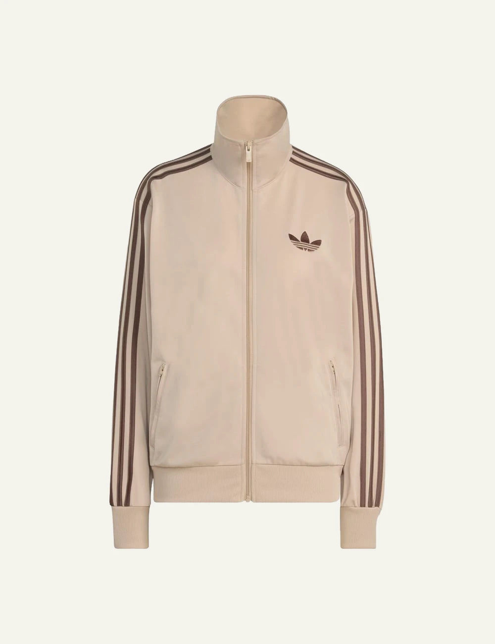 Adidas Originals KD1327 Firebird track top stone khaki earth strata front flat view