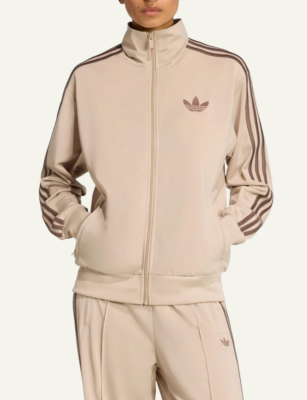 Adidas Originals KD1327 Firebird track top stone khaki earth strata model view