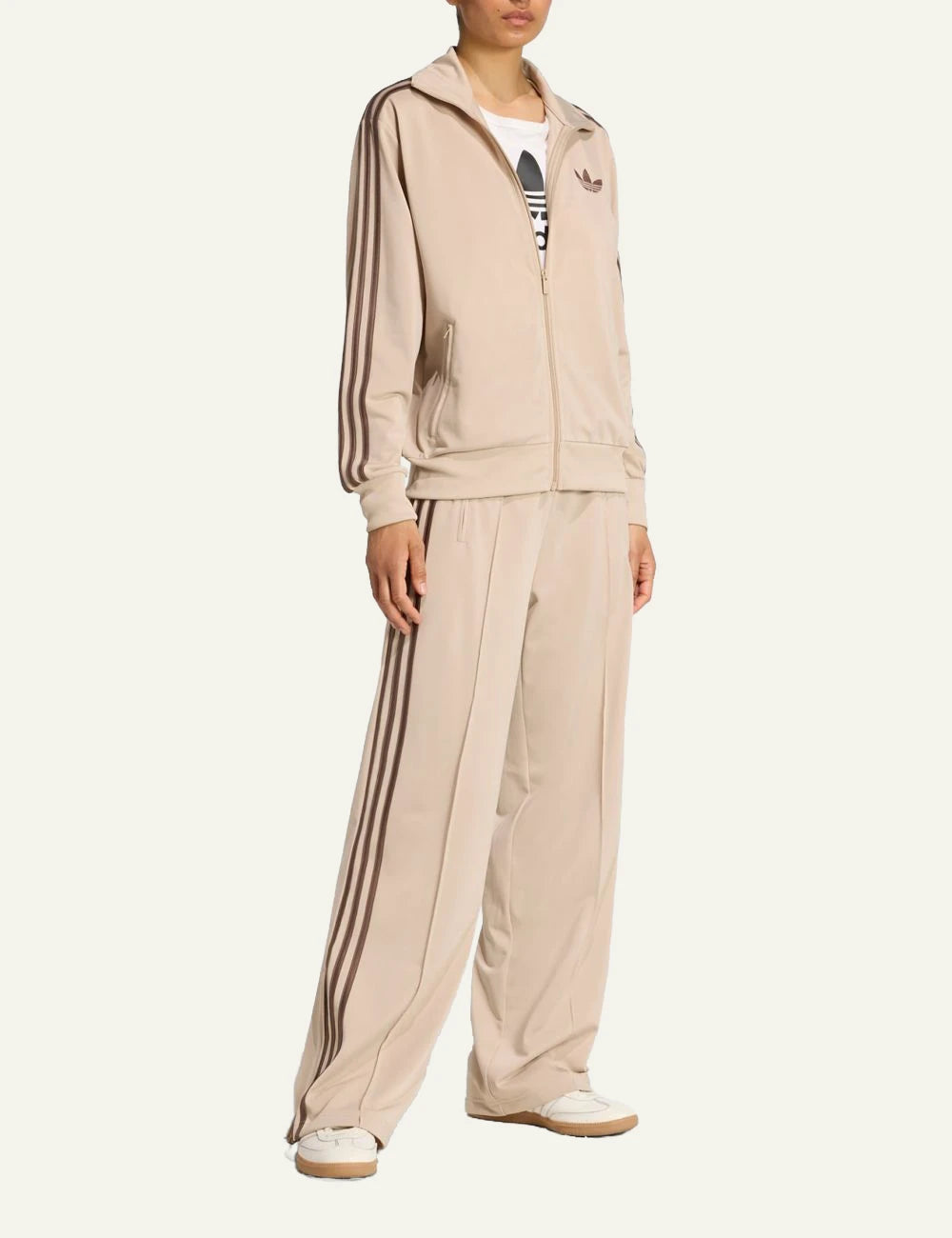 Adidas Originals KD1327 Firebird track top stone khaki earth strata full body view