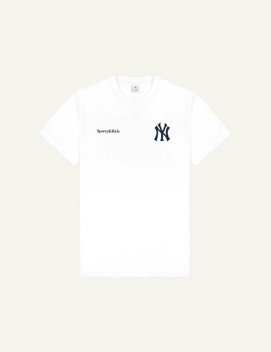 Sporty and Rich NY Yankees t-shirt white front view