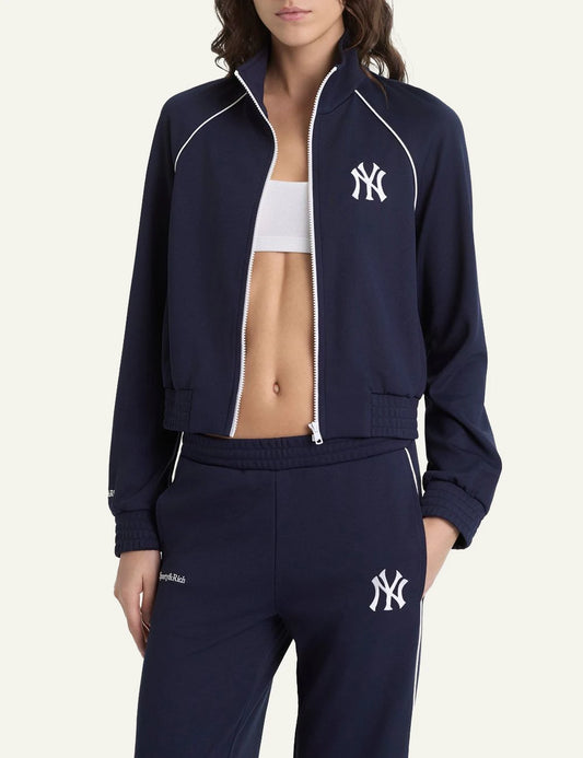 Sporty and Rich NY Yankees track jacket navy front view