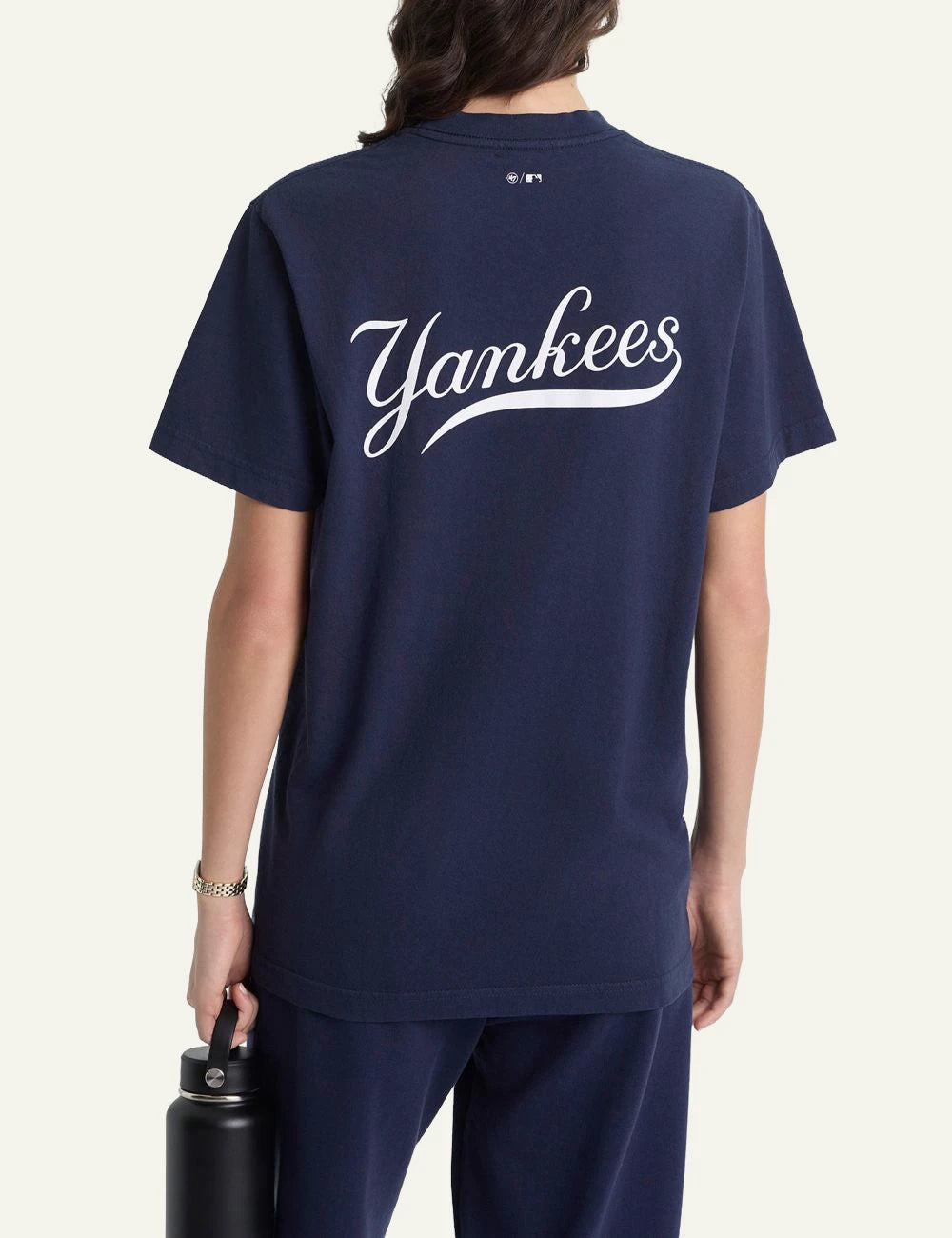 Sporty and Rich NY Yankees navy oversized t-shirt back view