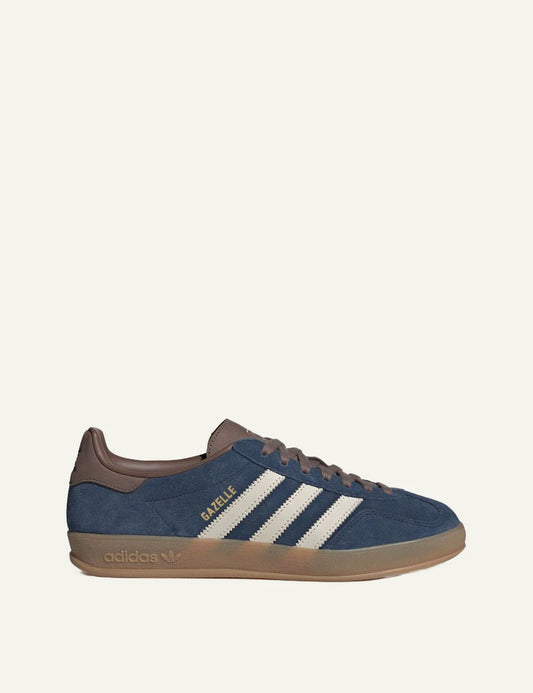 Men's adidas Originals Gazelle Indoor suede sneakers in blue, off white and brown