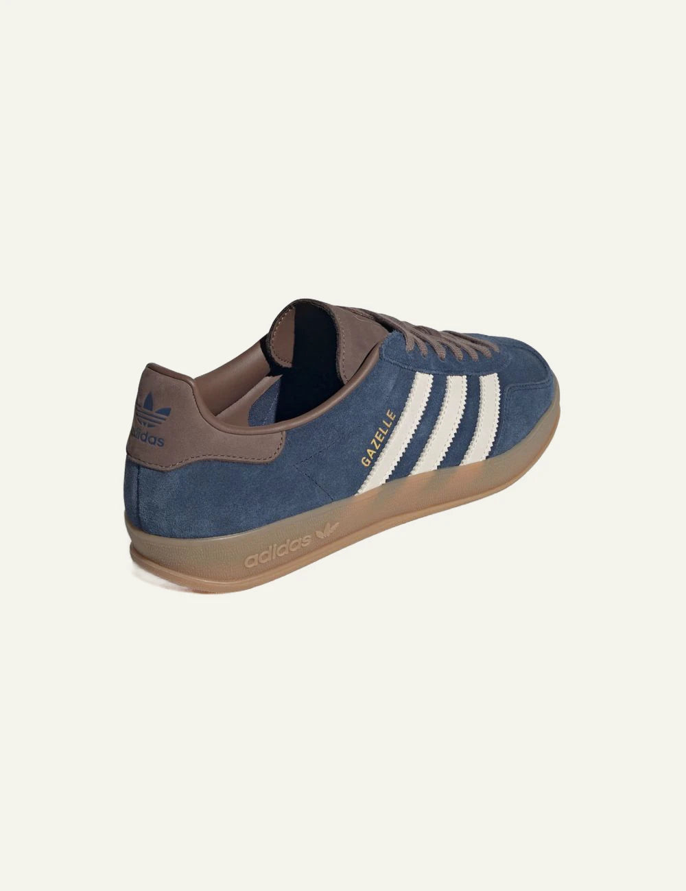 Men's adidas Originals Gazelle Indoor suede sneakers in blue, off white and brown back