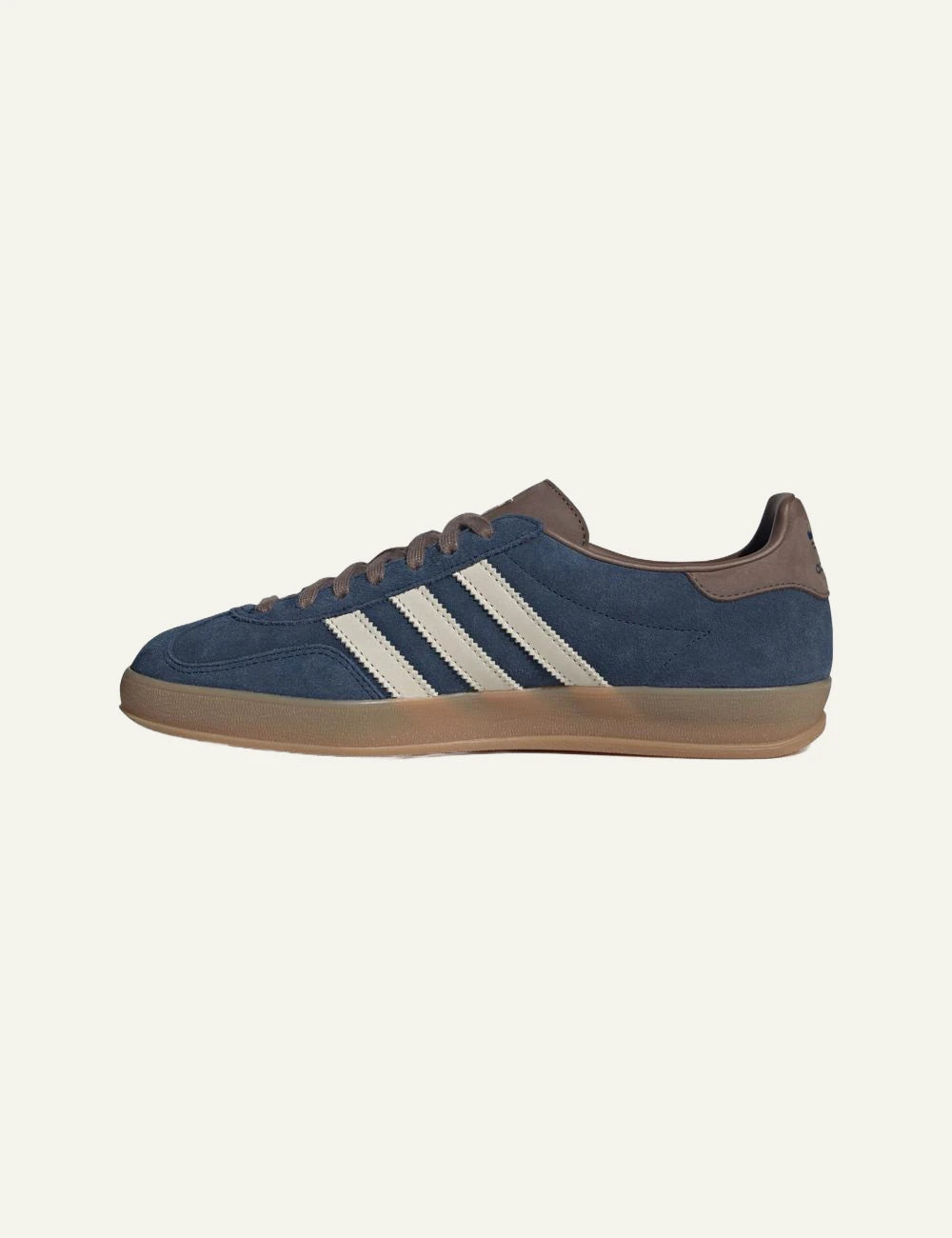 Men's adidas Originals Gazelle Indoor suede sneakers in blue, off white and brown side