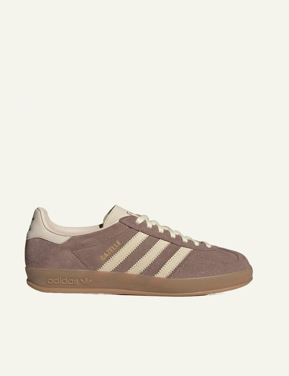 adidas Originals Gazelle Indoor sneakers in Trace Brown suede with Warm Vanilla side
