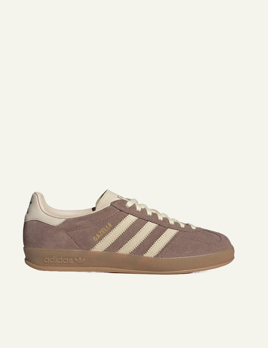 adidas Originals Gazelle Indoor sneakers in Trace Brown suede with Warm Vanilla side