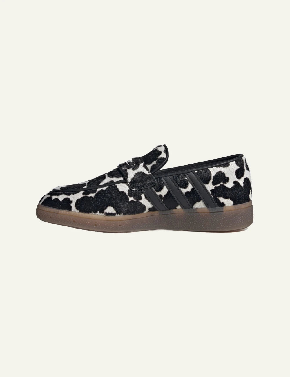 Adidas Originals Handball Spezial women's black and white cow print loafers opposite side view