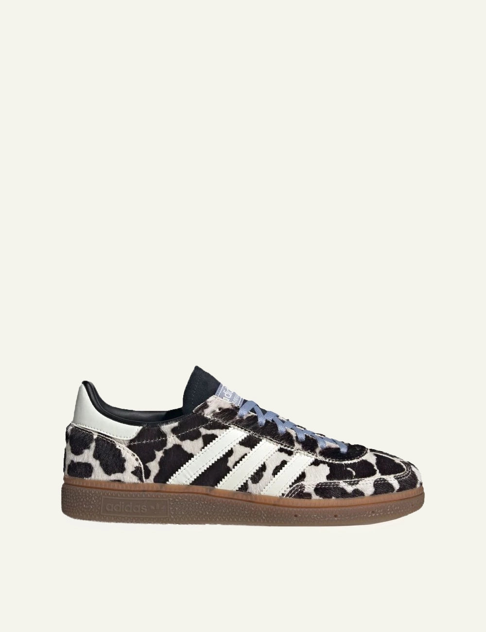 Women's Adidas Originals Handball Spezial sneakers in black and off white animal print with gum sole