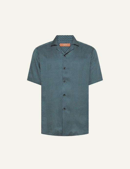 Cruna Havana petrol printed shirt front view