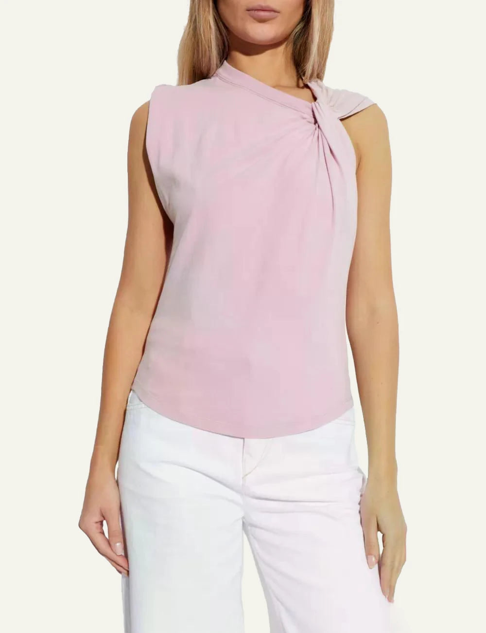 Isabel Marant pink sleeveless top front view knot detail