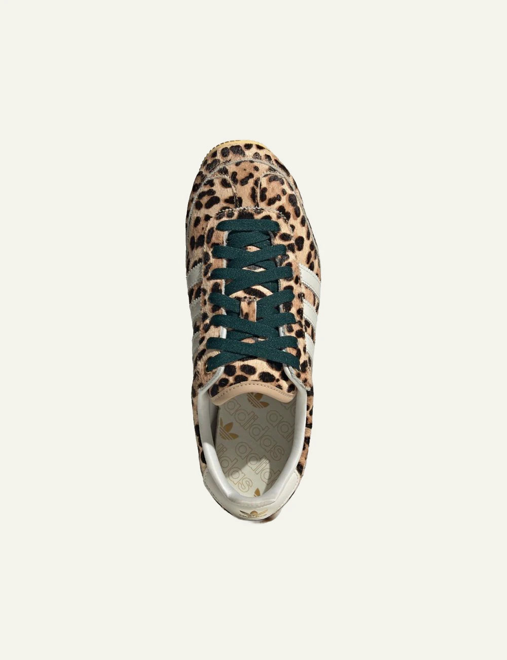 Adidas Originals Japan leopard print pony hair leather sneakers in Magic Beige top