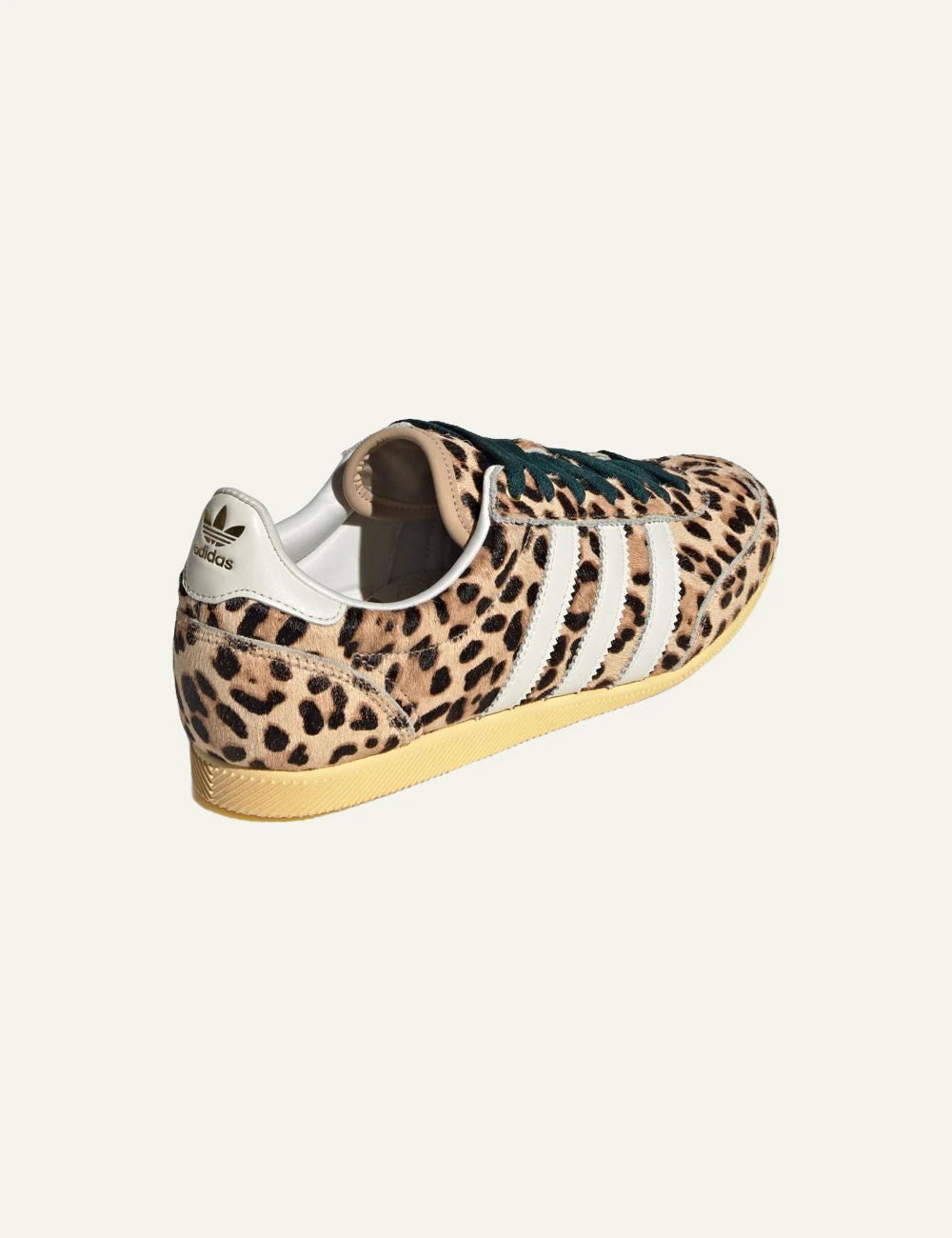 Adidas Originals Japan leopard print pony hair leather sneakers in Magic Beige back