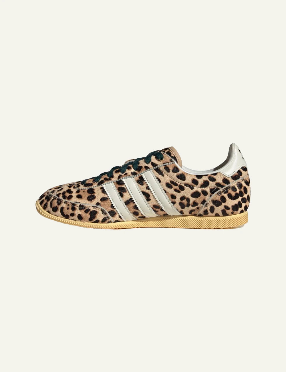 Adidas Originals Japan leopard print pony hair leather sneakers in Magic Beige profile