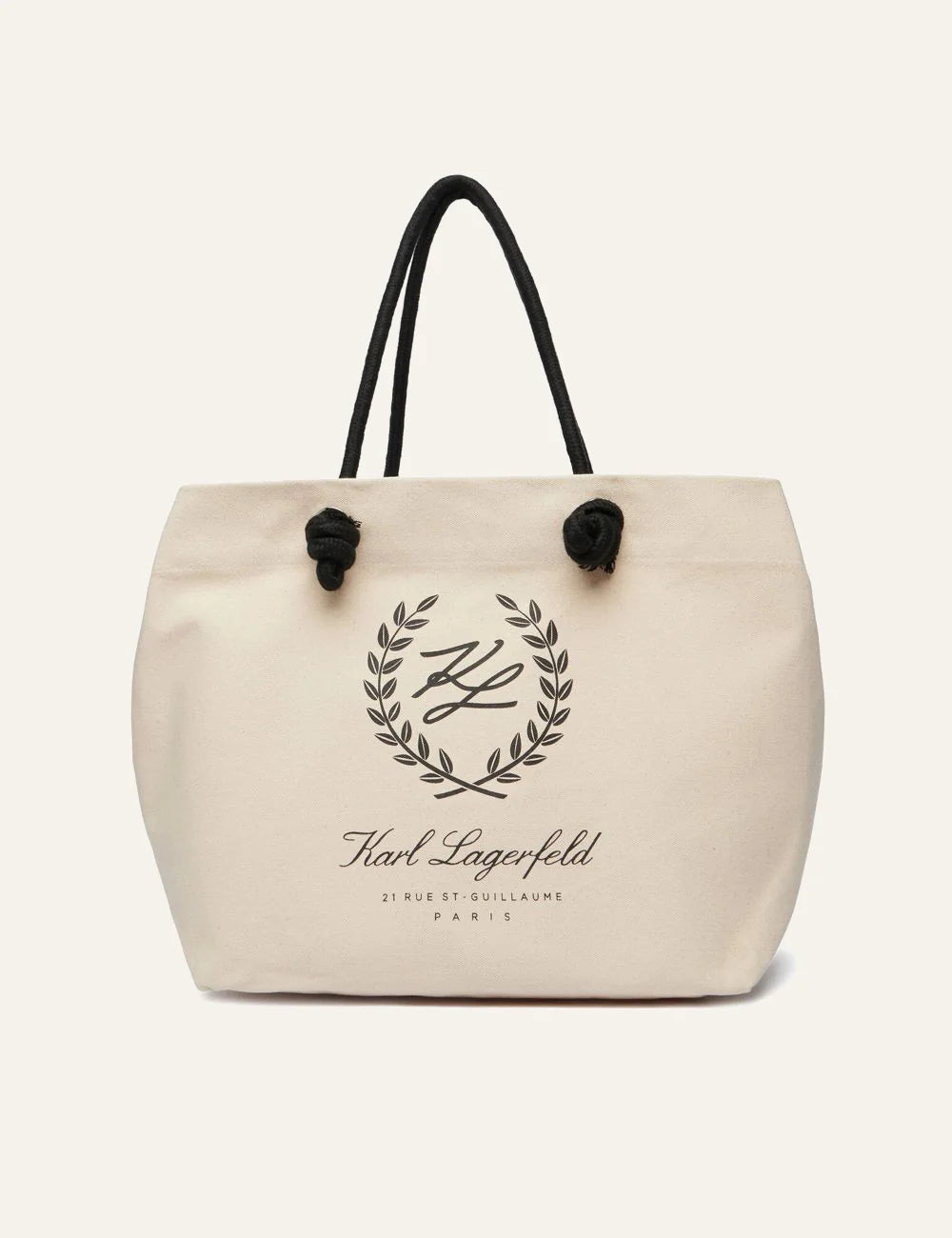 Karl Lagerfeld Hotel Karl Crest Canvas Bag Beige Front