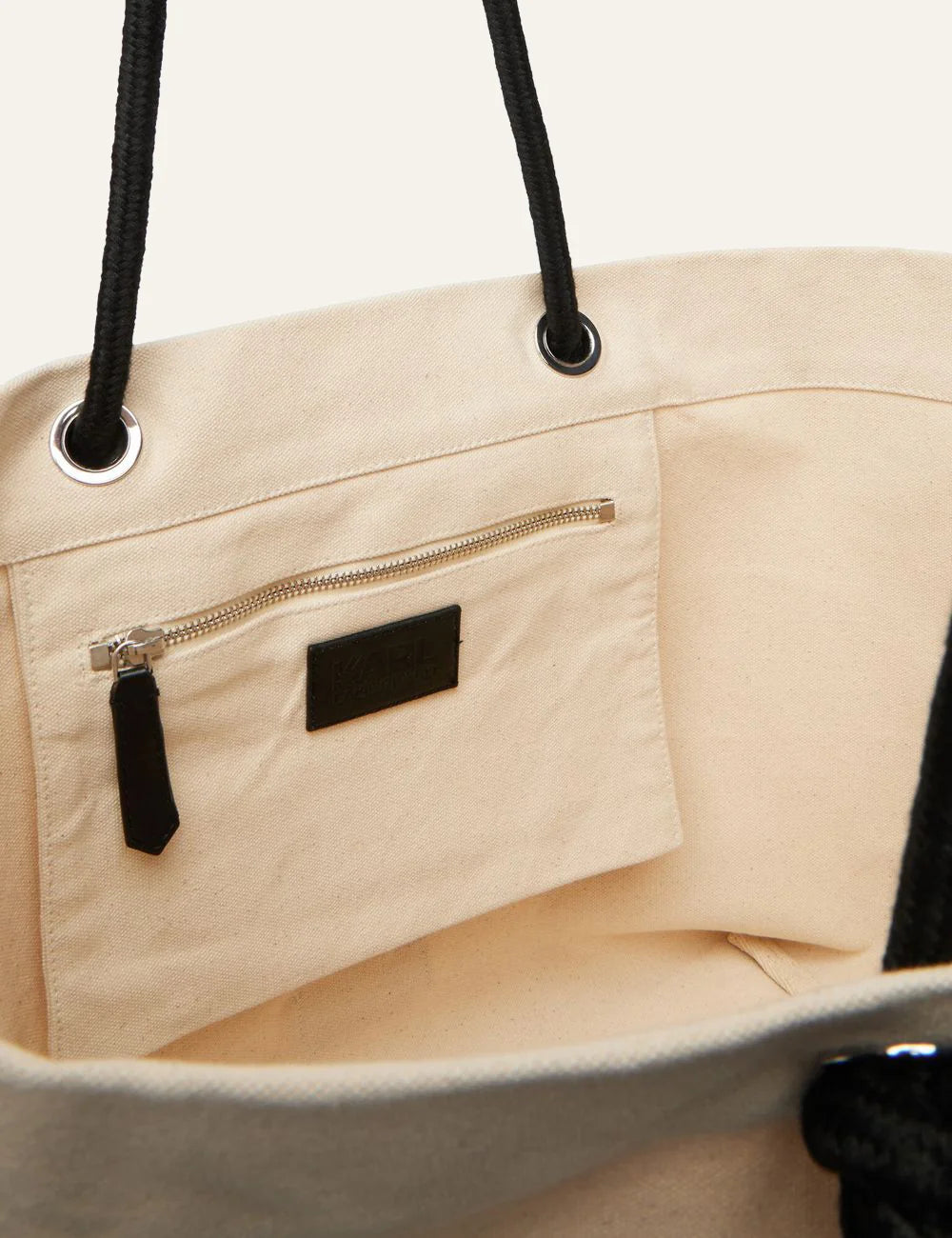 Karl Lagerfeld Hotel Karl Crest Canvas Bag Beige Inside Pocket