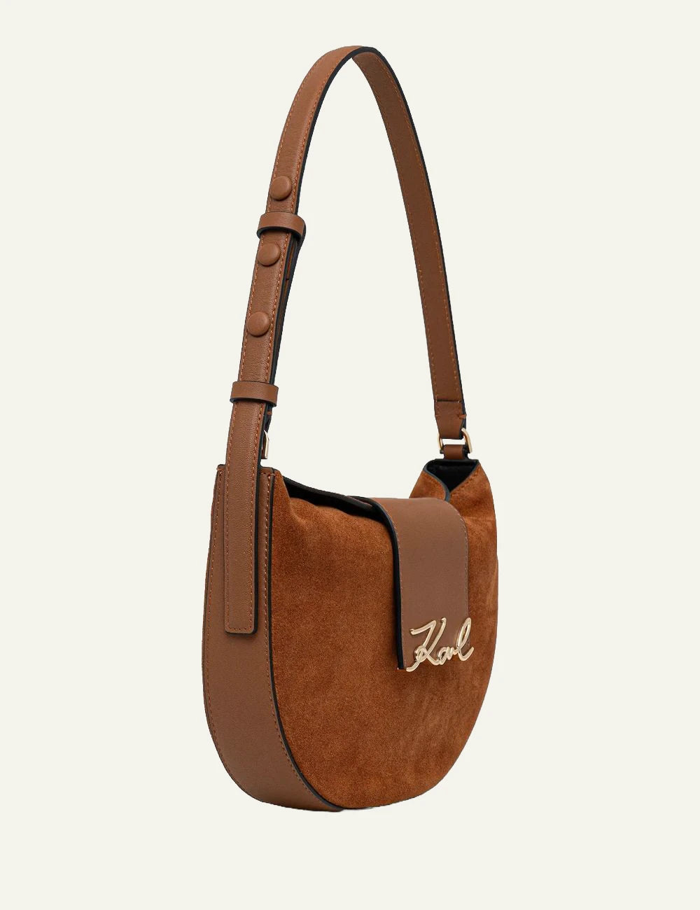 Karl Lagerfeld Shoulder Bag dark tan Front Logo