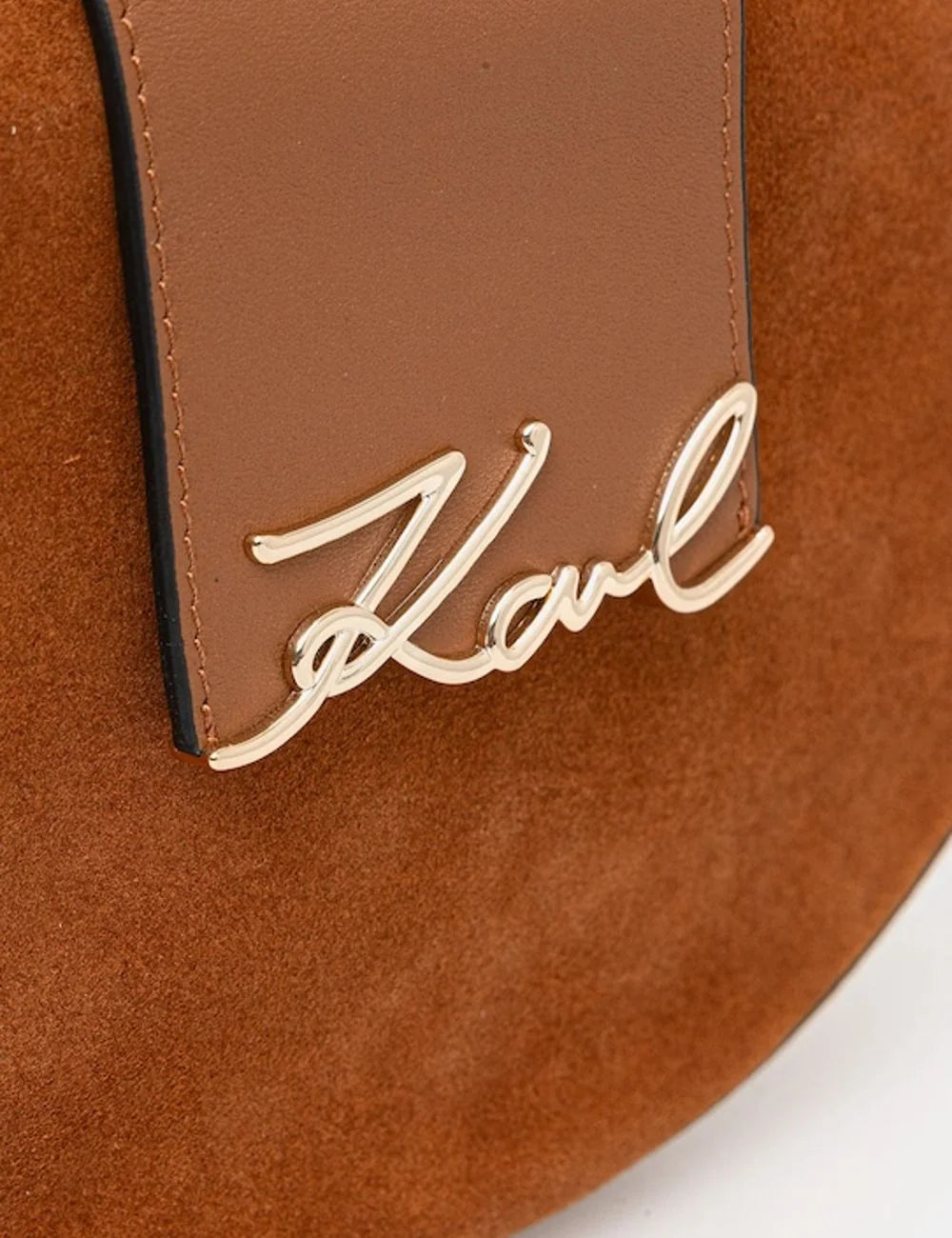 Karl Lagerfeld Shoulder Bag Dark Tan Logo Detail