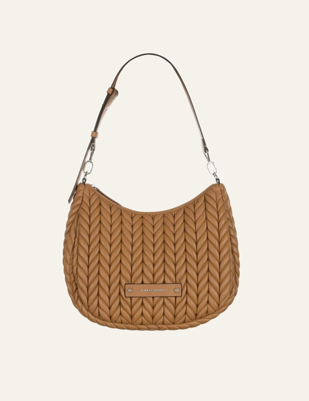 Karl Lagerfeld K-Weave hobo bag beige front view