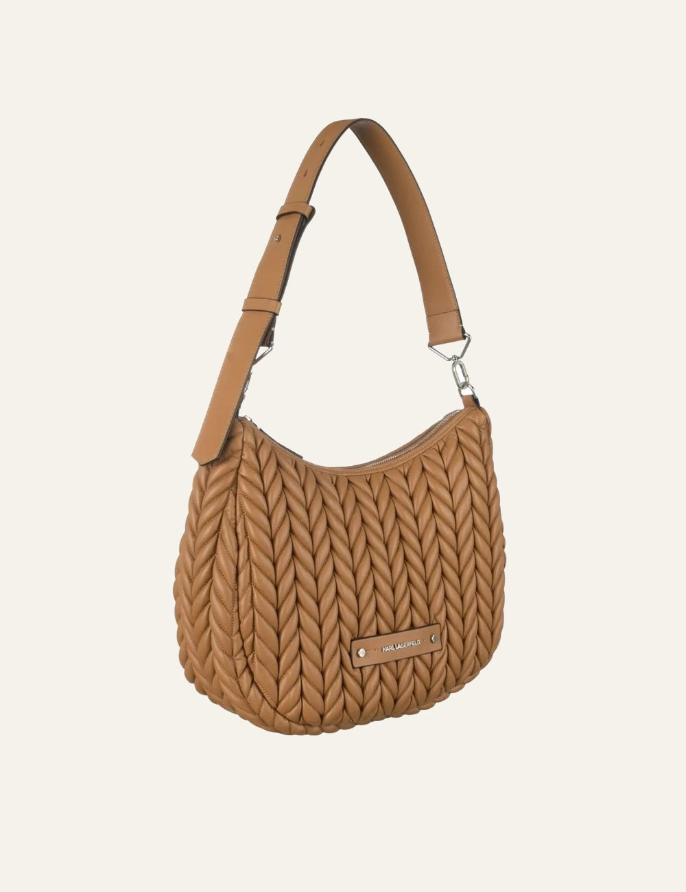 Karl Lagerfeld K-Weave hobo bag beige side angle