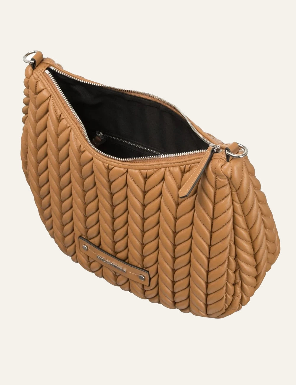 Karl Lagerfeld K-Weave hobo bag beige interior zip