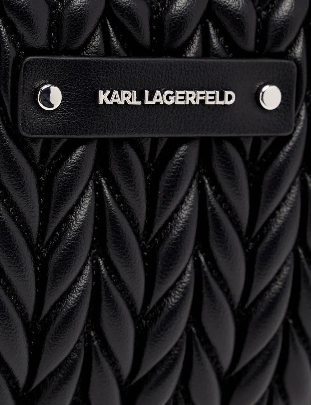 Karl Lagerfeld K-Weave shoulder pouch black logo plaque detail logo front