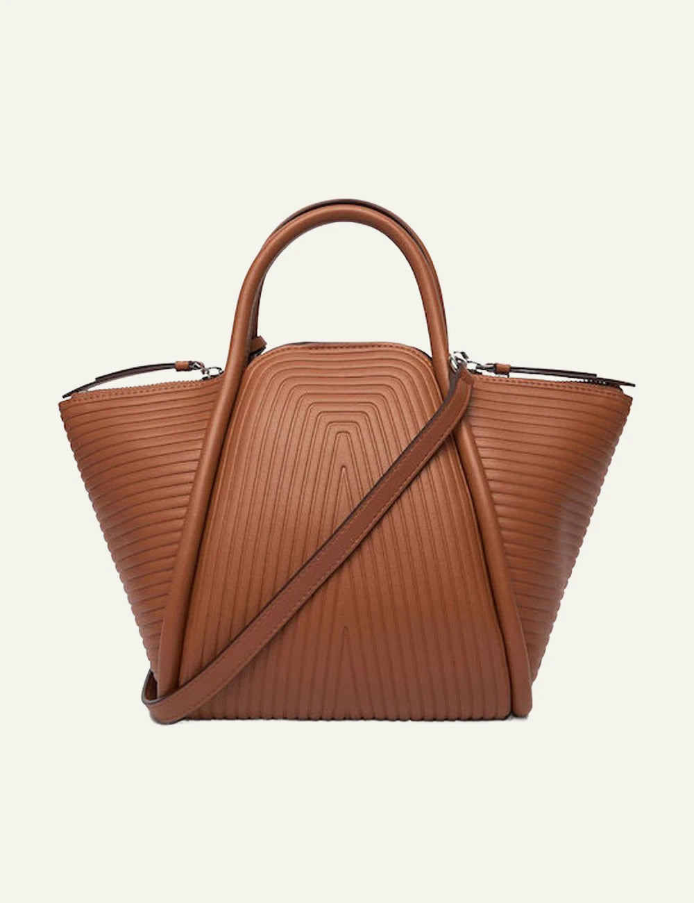 Karl Lagerfeld K Wellen small tote brown back view structured design