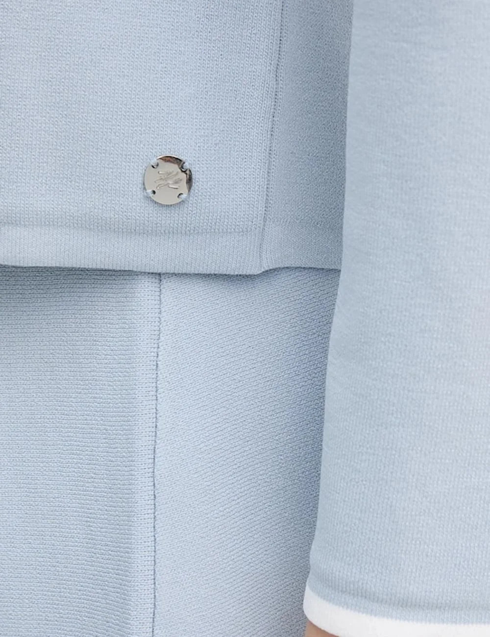 Karl Lagerfeld Knit Jacket Light Blue Logo Detail