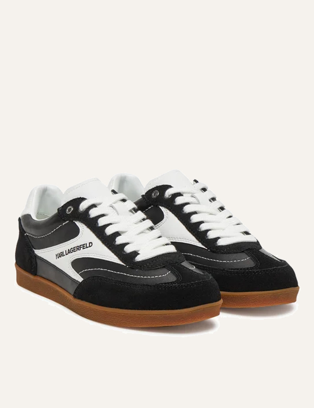 Karl Lagerfeld Low Top Sneakers Black White angled view