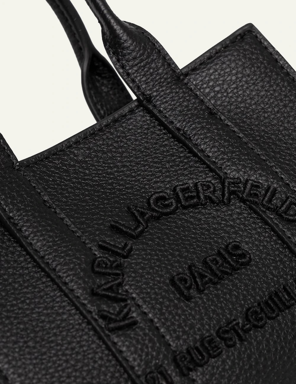 Karl Lagerfeld Mini Tote Bag Black logo embossed detail