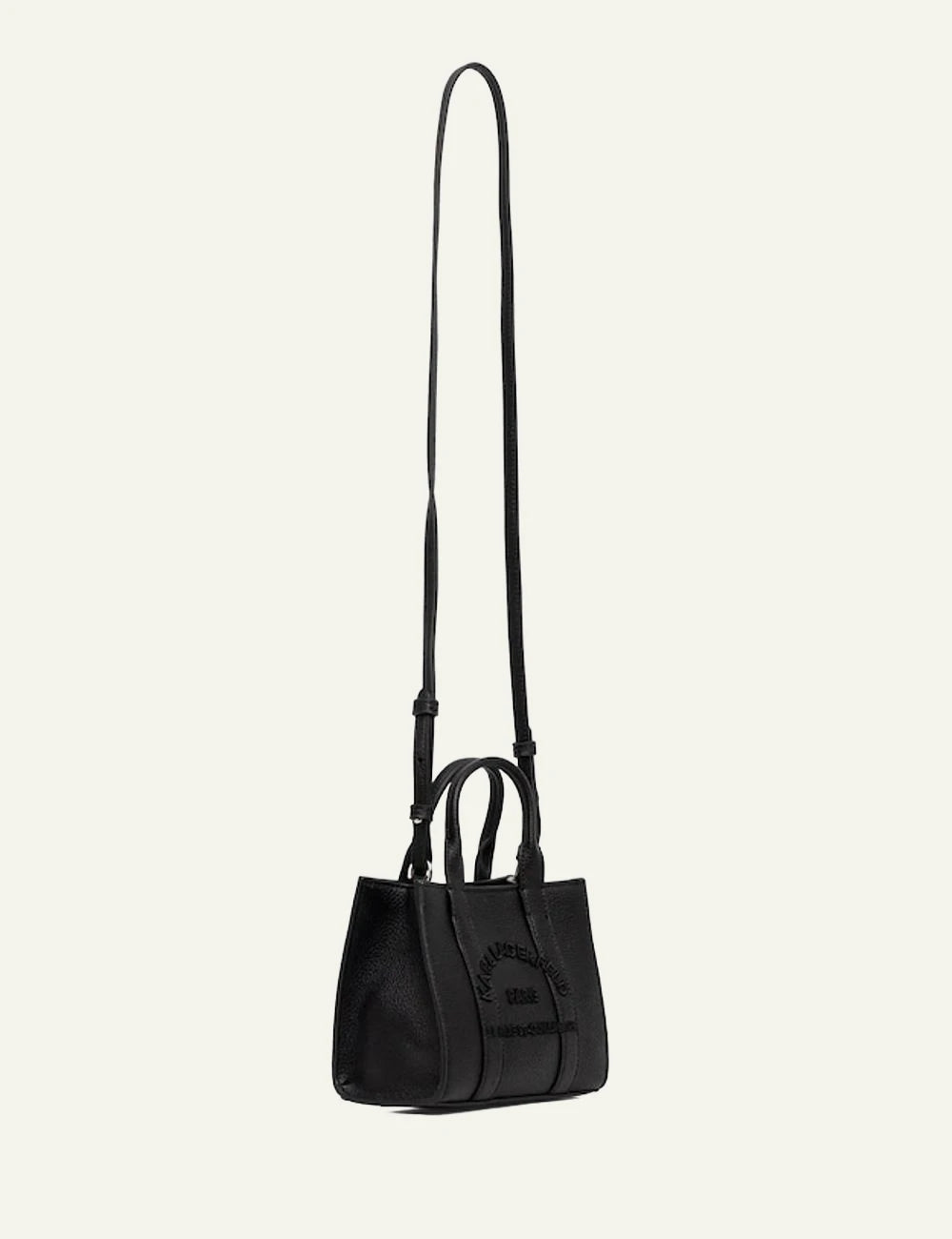 Karl Lagerfeld Mini Tote Bag Black side view with strap