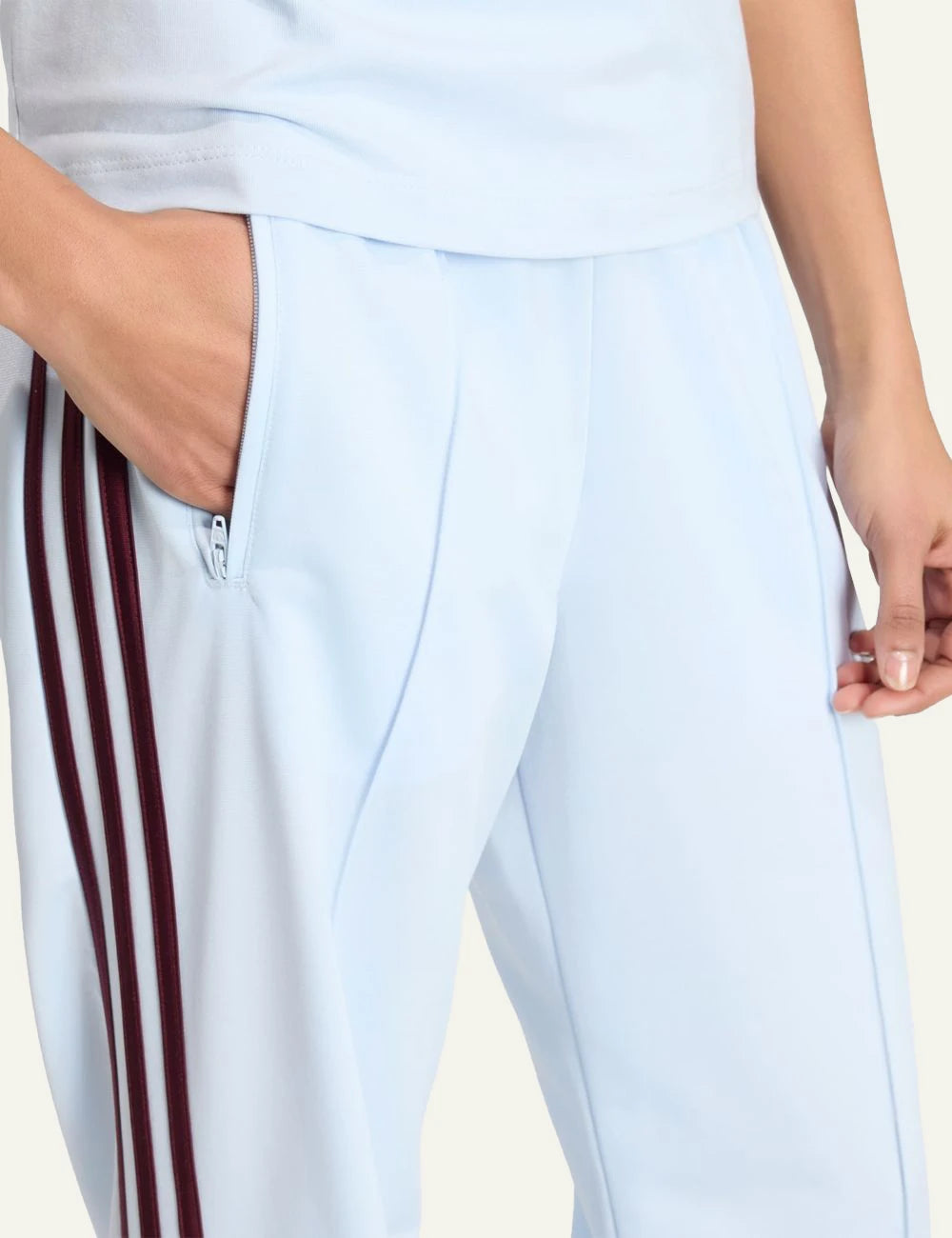 adidas firebird track pants crystal sky maroon stripes pock viewt