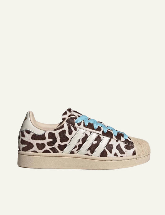 Adidas Originals Superstar II W crystal linen animal print blue laces side view