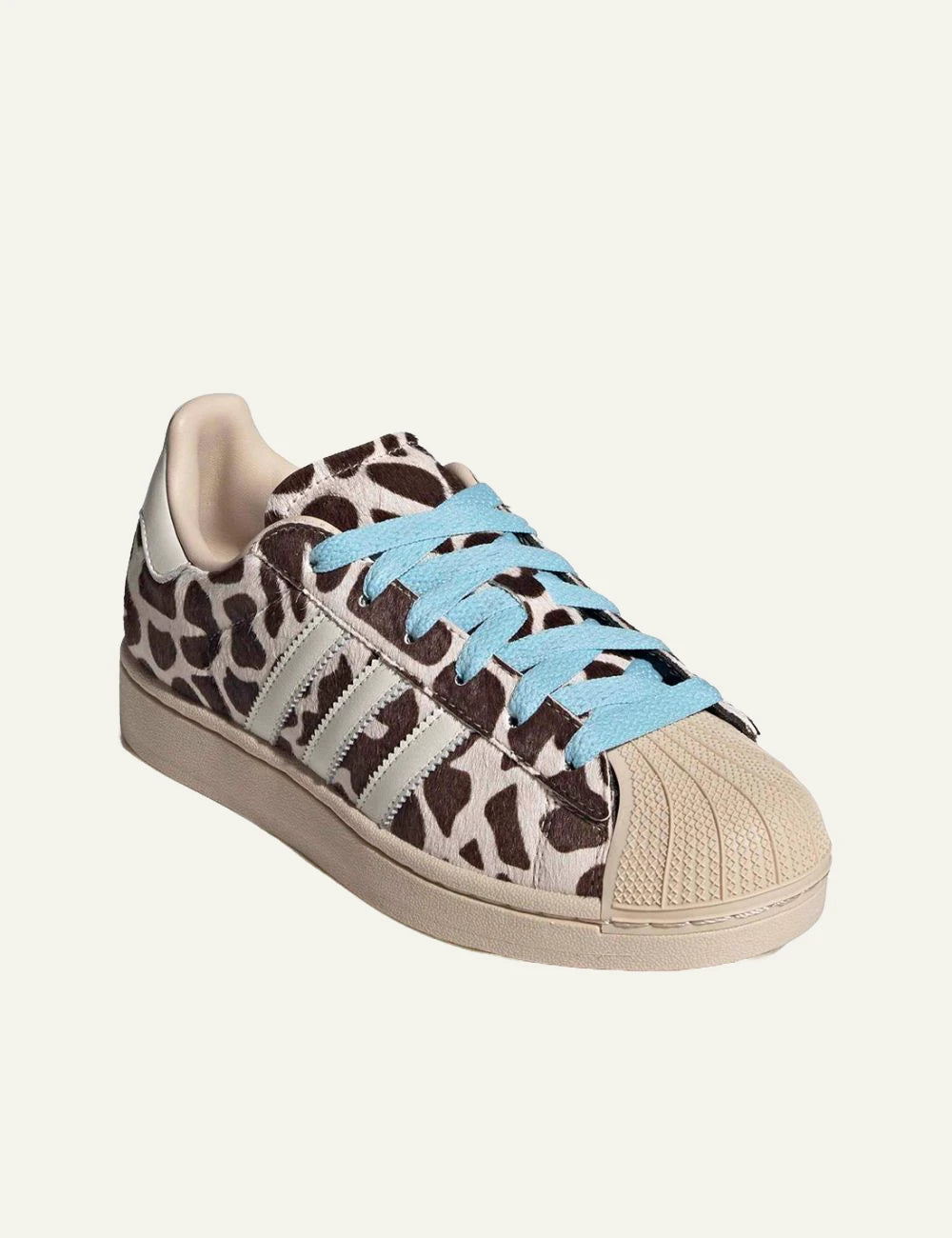 Adidas Originals Superstar II W crystal linen animal print blue laces front view