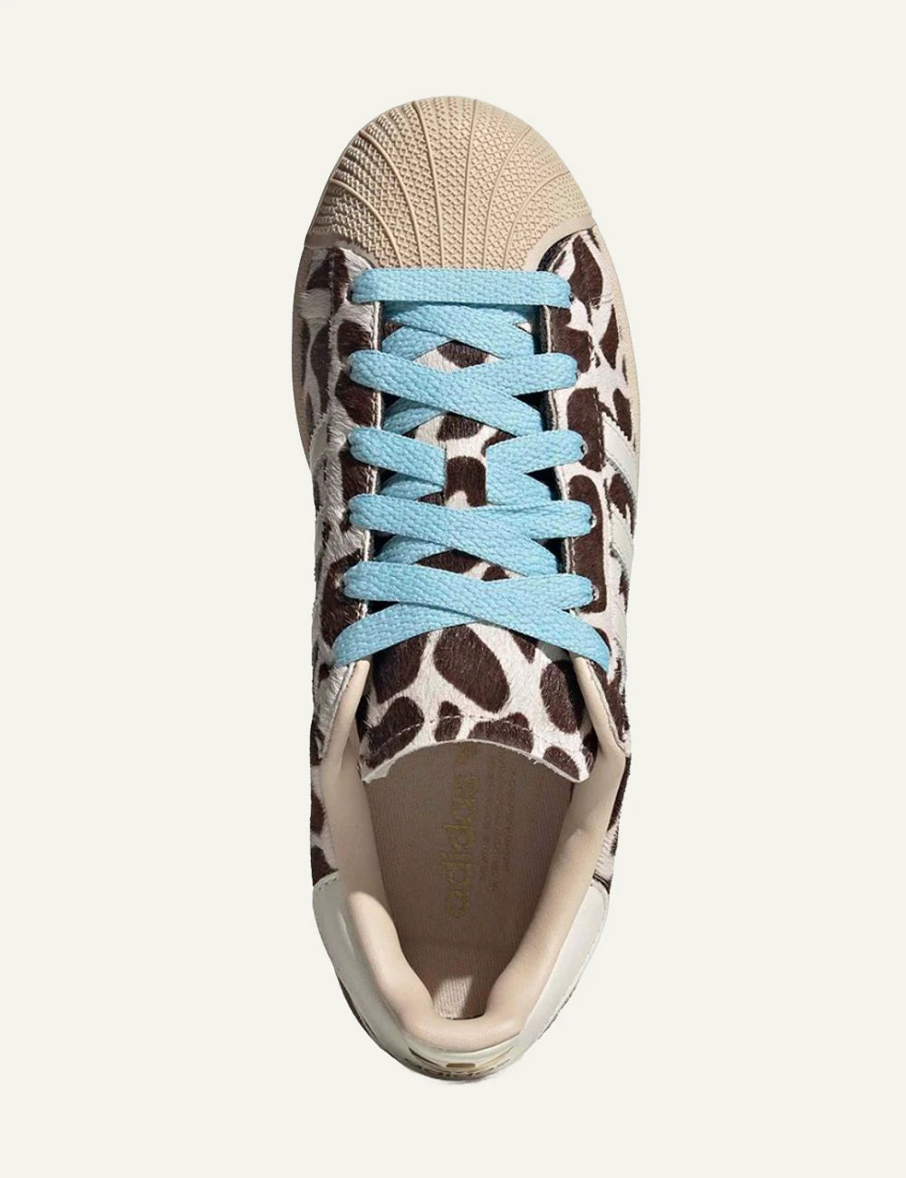 Adidas Originals Superstar II W crystal linen animal print blue laces top view