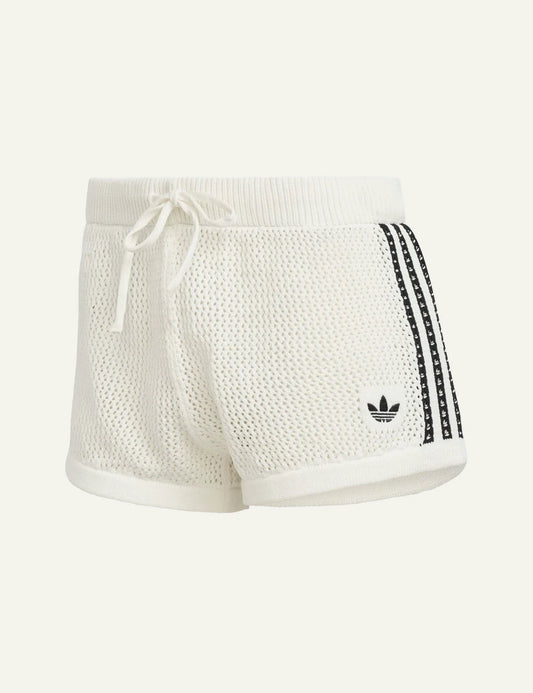 Adidas Originals crochet shorts off white front view flat