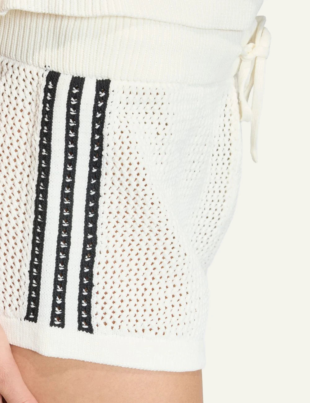 Adidas Originals crochet shorts off white side view