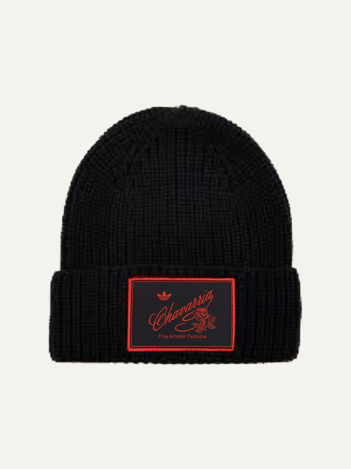Adidas x Willy Chavarria black beanie με front logo patch και rib knit texture