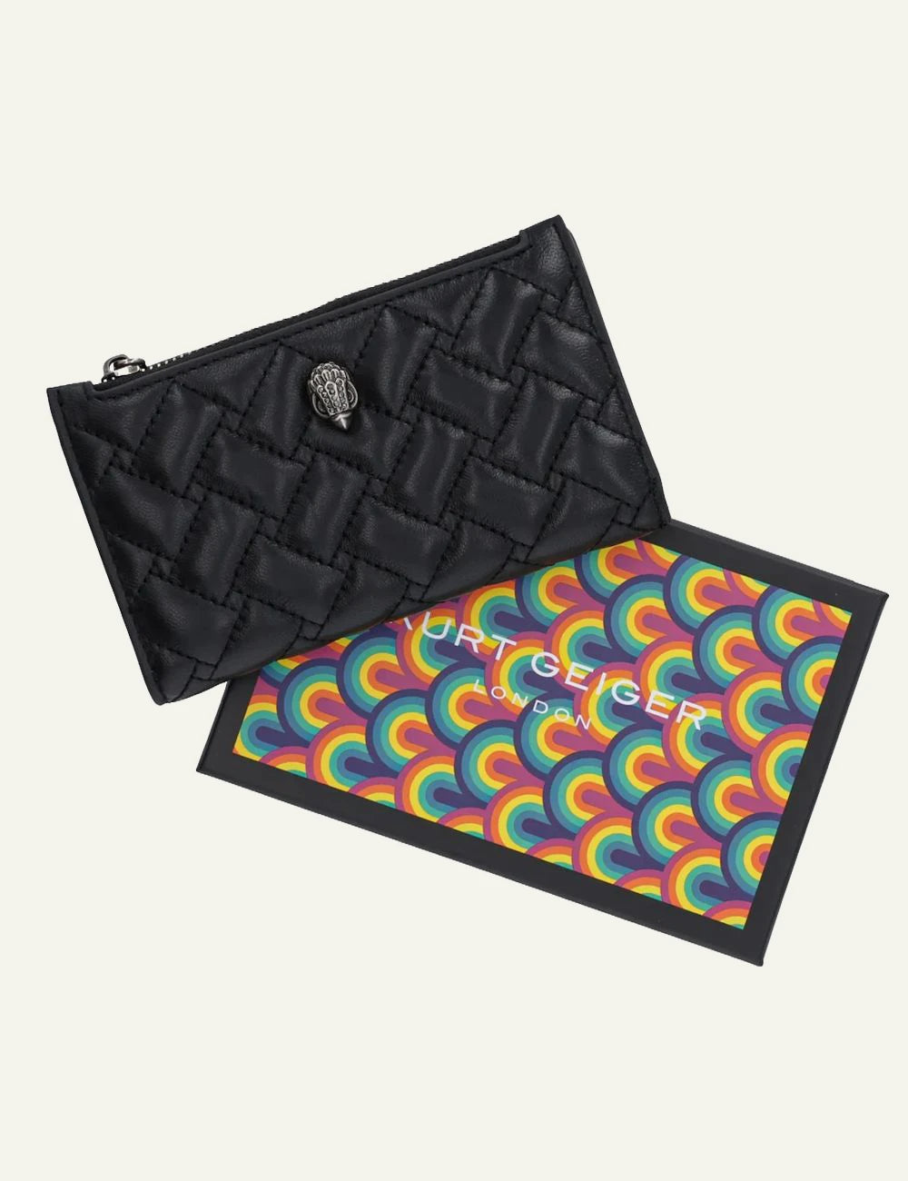 Kurt Geiger black leather wallet with branded gift box