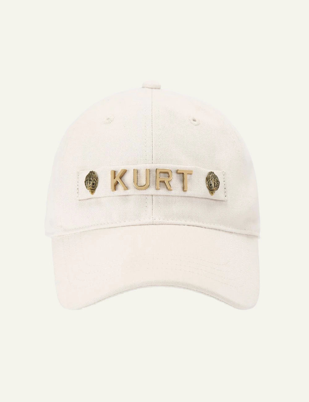 Kurt Geiger London Kurt cap bone cotton me gold logo &amp; eagle head front view