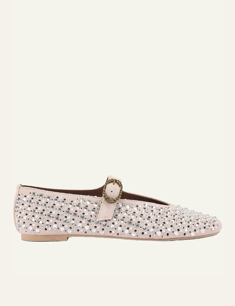 Γυναικείες μπαλαρίνες Kurt Geiger London Mayfair nude suede crystal front view