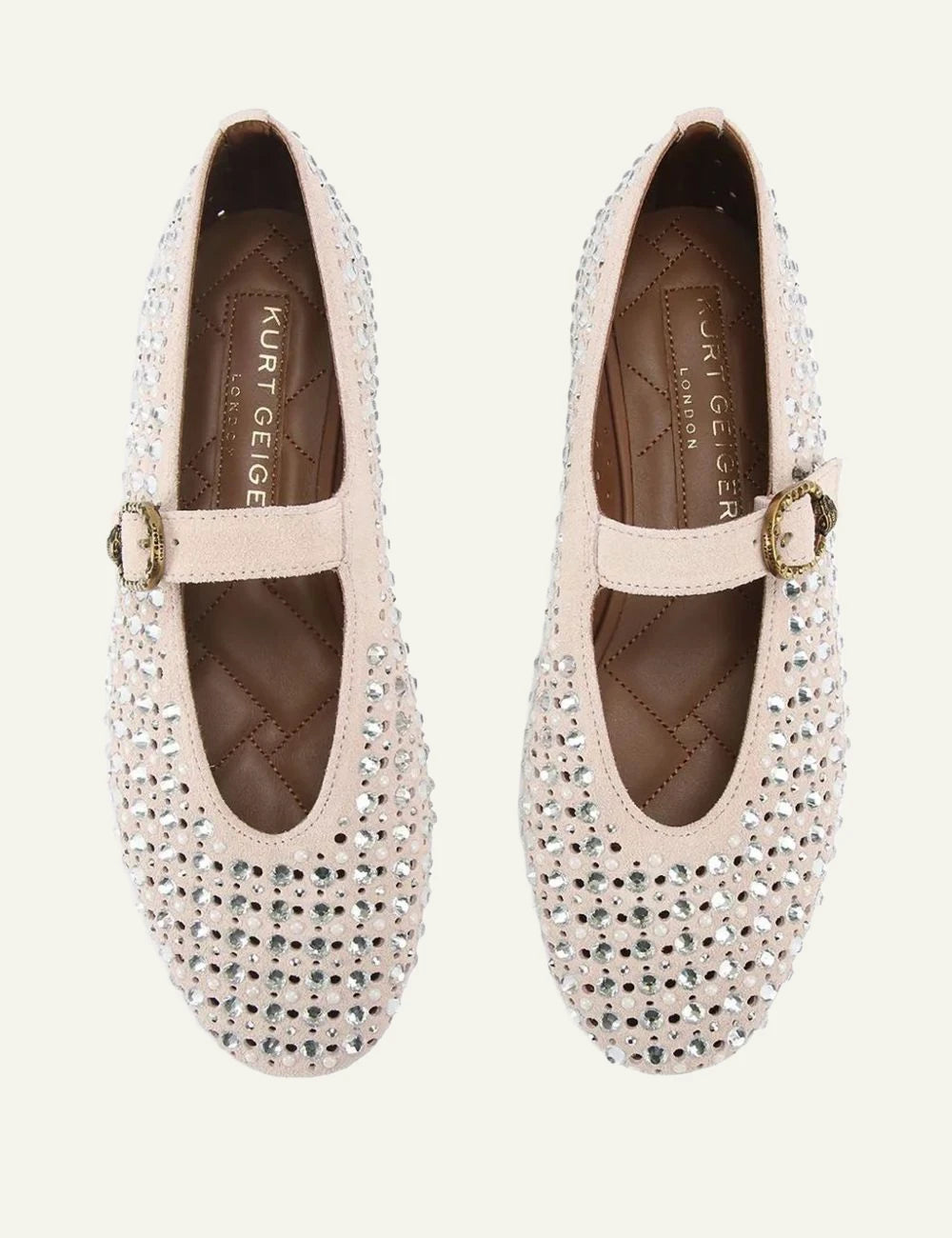 Mayfair Ballet Flat Kurt Geiger London nude suede top view crystals
