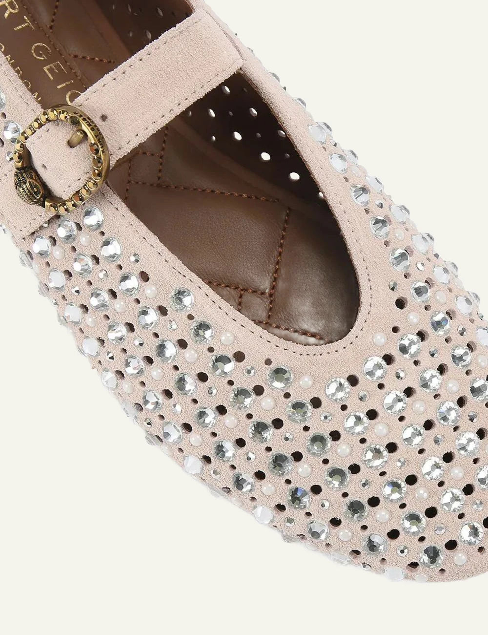 Mayfair Ballet Flat Kurt Geiger London nude suede sclose up details