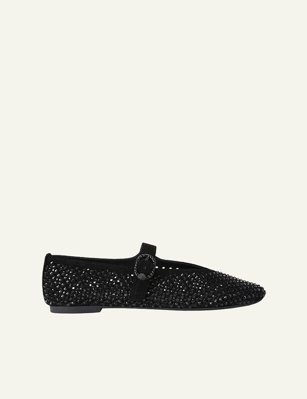Mayfair Ballet Flat Kurt Geiger London black suede side view crystals