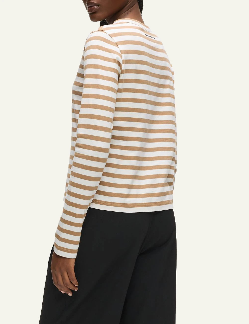 Karl Lagerfeld Ikonik Choupette Long Sleeve T-Shirt Beige White Model Back