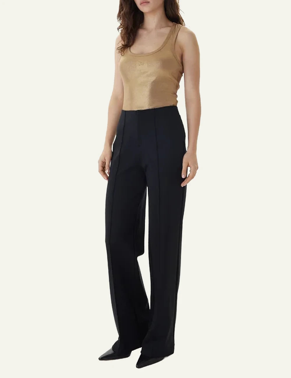 Karl Lagerfeld Rib Tank Top Gold Model Full Body