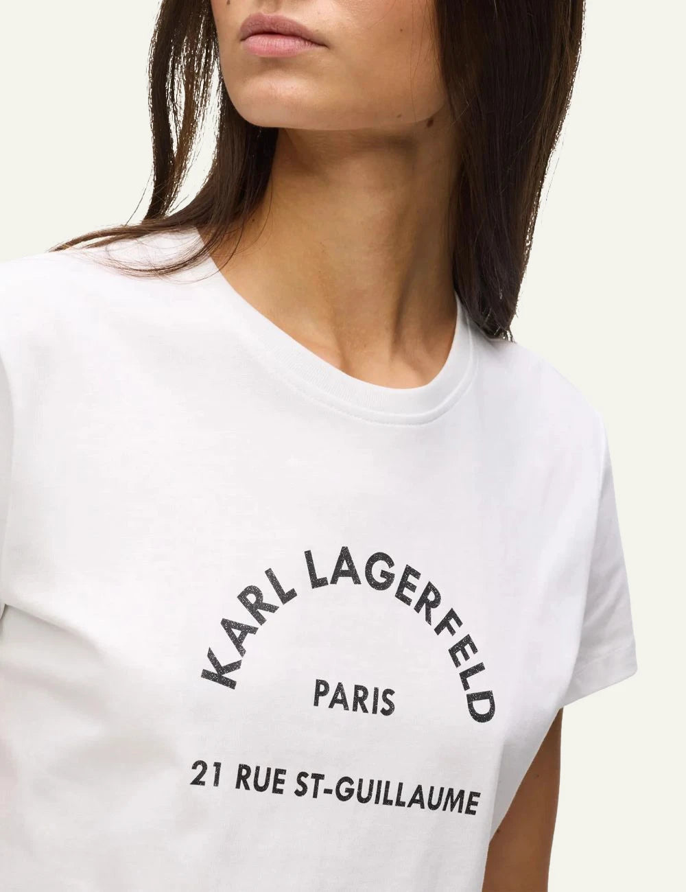 Karl Lagerfeld Rue St-Guillaume T-Shirt White Chest Print Detail
