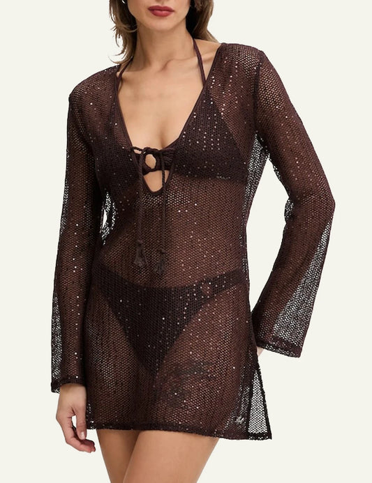 Karl Lagerfeld beach dress brown front view