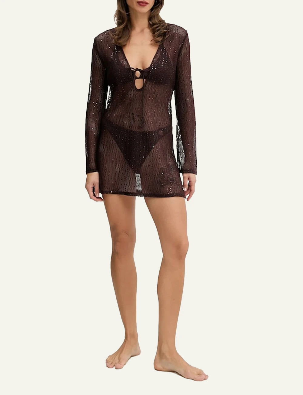 Karl Lagerfeld beach dress brown full body front