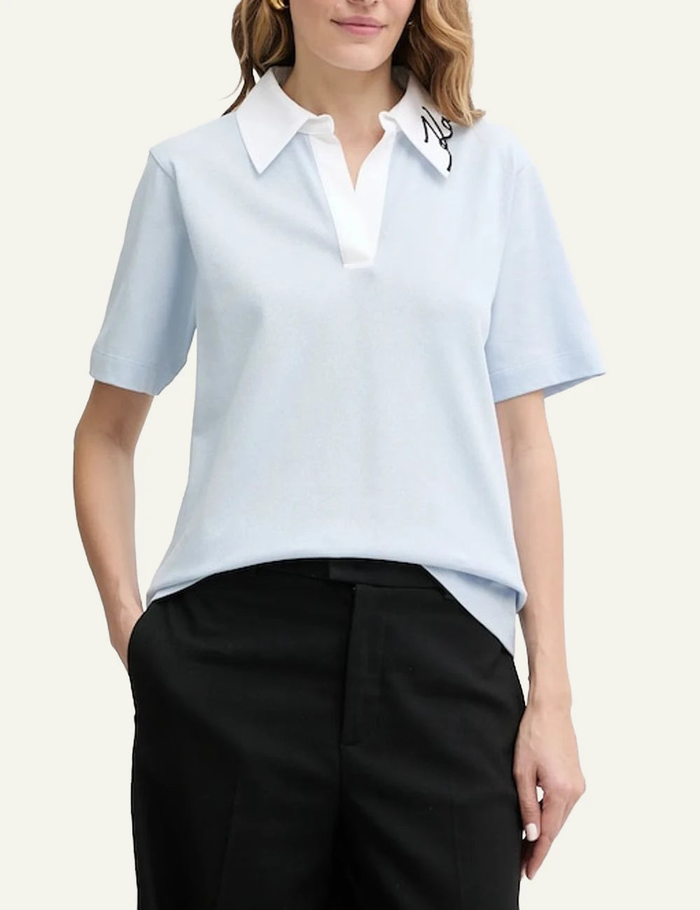 Karl Lagerfeld Blouse Beige Front View